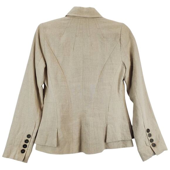 DS by Debbie Shuchat Cream Linen Blazer Sz 2 Lined Jacket Casual Office Neutral - Picture 2 of 10